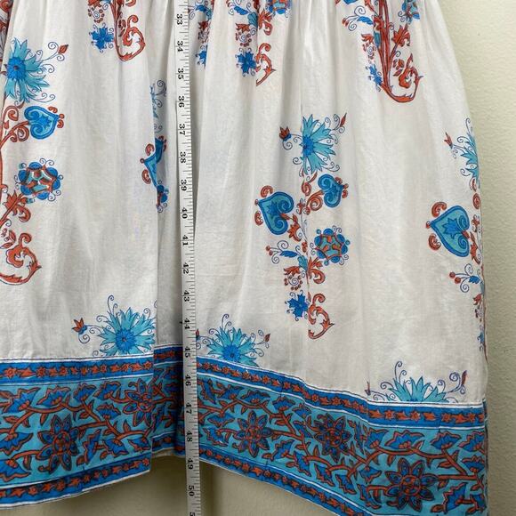Victoria Dunn Folly Dress Size XS Rosa White Blue Blockprint Midi *no belt - Picture 12 of 12